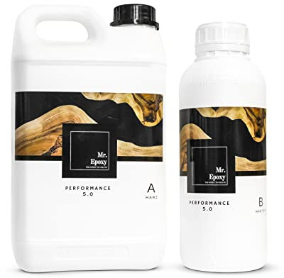 Mr. Epoxy Epoxidharz (6 kg) - 2K Resin Gießharz mit Härter (bis 5cm Dicke) - UV-beständig, glasklar & ungiftig - Zum Gießen & Basteln für DIY-Tischplatten, Holz & Schmuck