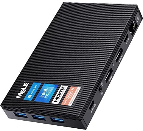 MeLE Quieter3C Mini PC sans Ventilateur avec Windows 11 Home, N5105 4GB 128GB Micro Ordinateur de Bureau Petit avec Un Port USB-C à Fonction complète, BT4.2, IPXE, PD, BIOS déverrouillé