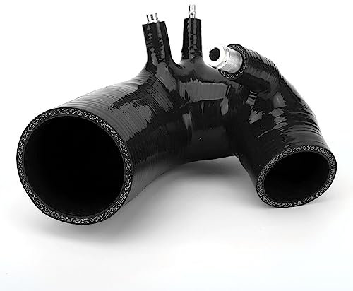 Fockety Kit Tubo Flessibile di Aspirazione Aria in Silicone, Tubo Flessibile in Silicone Accoppiatore a Gomito, Tubo Flessibile Radiatore in Silicone per Abarth 500 595 695 TurboJet (Nero)