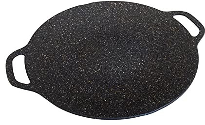 ZAANU marmite à Soupe en Acier Inoxydable Camping en Plein air, Four à Cartes, Barbecue en Plaque de Fer, Plaque de Barbecue coréenne, Barbecue, antiadhésif, Rond, Plaque frite