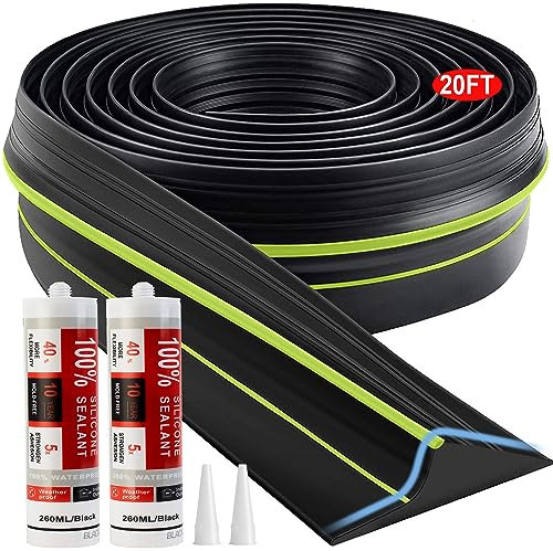 Jin&Bao Universal Garage Door Threshold Seal Strip 20FT Kit, Bottom Waterproof Rubber Weather Stripping Replacement(Green, 2 Adhesive)