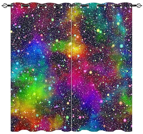 YUANZU Galaxie Vorhänge Raum Thema Bunt Nebel Universum Ösen Gardinen mit Blickdichte Vorhang Kälteschutz Blackout Curtain Kinderzimmer Schlafzimmer Verdunkelung Fenster, 2 Stück, H 229 x B 168 cm