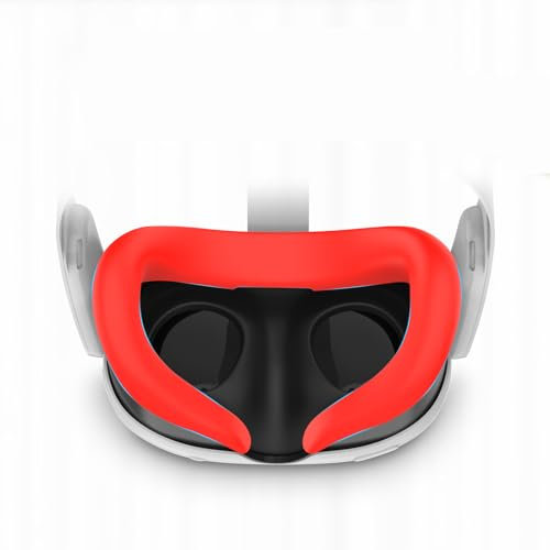 BeisDirect Cubierta facial de silicona VR compatible con auriculares Meta Quest 3 VR, antifugas de luz, a prueba de sudor, impermeable, almohadilla de repuesto para Meta Quest 3 (rojo)