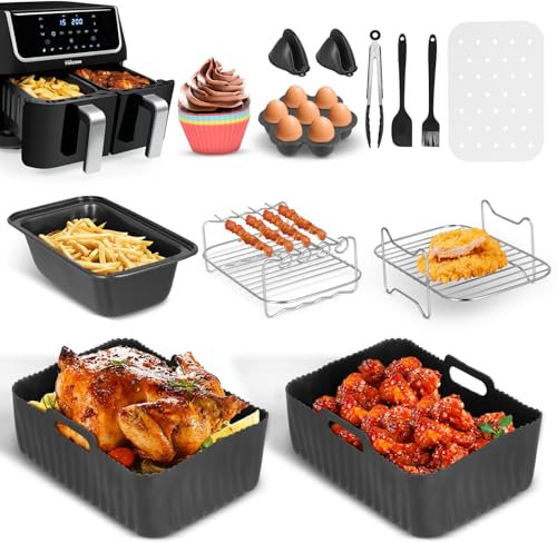 Vusddy Lot de 12 accessoires de friteuse à air chaud Dual Zone pour Ninja Foodi Max AF300EU/AF400EU/AF500EU, double chambre Airfryer XL - Accessoires pour Innsky, Princess, Tiastar, Devology, Emerio