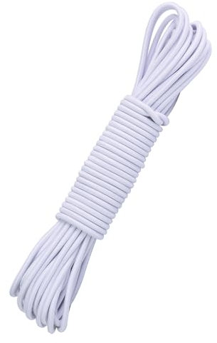 Gummiseil 4mm 12m, Weiß Expanderseil Planenseil Wetterfestes Spannseil Gummischnur Gummikordel Gummiband für DIY Basteln Nähen, Gepäck, Camping (Weiß, 4MM X 12M)