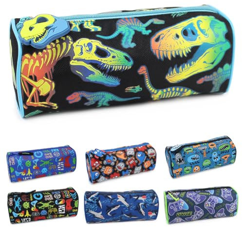 Federmäppchen für Jungen, Mädchen, Kinder, Schwarz, Gamer, Hai, Monster und Alien, für Grundschule, Geschenke, Strumpffüller für Geburtstage, neon, Jugendlicher Dinosaurier-Druck