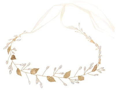 FRCOLOR Diadema De Novia De Doradas Perlas Tocado Artesanal Para Bodas y Eventos Especiales Accesorio Elegante Para Mujeres