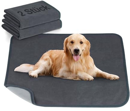 Welpen Unterlagen 2 Stück 41 x 61 cm Inkontinenzunterlage Waschbar PIPI Pads für Meerschweinchen Hunde Wiederverwendbare Hundetoilette Hundeteppich Schnell Absorbierend Auslaufsicher rutschfest Grau