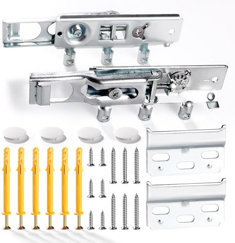 VooGenzek 2 Piezas Colgadores Ocultos para Gabinetes Cocina, Ganchos de Fijación para Muebles Suspendidos, Herrajes Colgar Muebles Cocina, con Tornillo y Cubierta, Peso del Rodamiento: 90kg