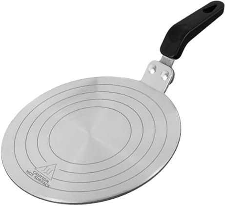 Wärme-Induktions-Diffusorplatte, Edelstahl, Wärme-Diffusor, Kochen, Induktion, Adapter, Simmerplatte mit ergonomischem Griff für Milch, Kaffee, Kochgeschirr (5.12 inch(13cm))