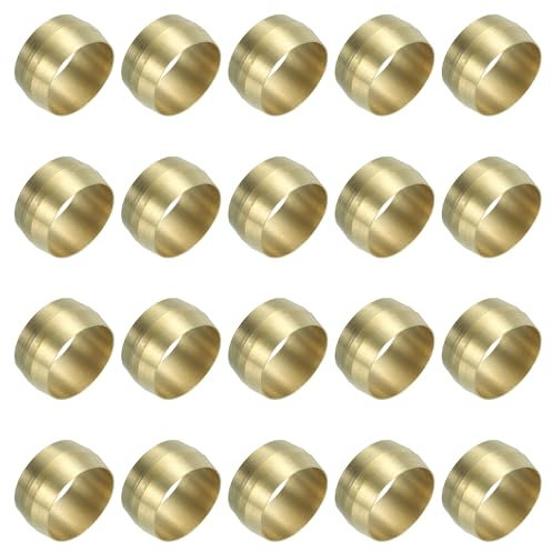 PATIKIL 20Pcs Manchons de Compression en Laiton de 14 mm de Diamètre Intérieur, Assortiment de Raccords de Compression en Laiton pour Tubes d'Air