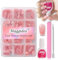 Maggidea French False Nails Kit, Press on Nails, 240 Pcs Fake Nails French Tip Glossy Full Cover Glue on Nails Nail Art Manicure (Ballerina-Medium Long)