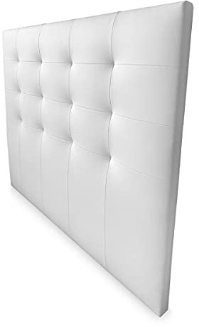 amuéblate online - Cabecero Modelo Coral Acolchado, Tapizado en Polipiel de Alta Gama, Medidas: 145 x 120 cm (para Cama de 135/140) Blanco