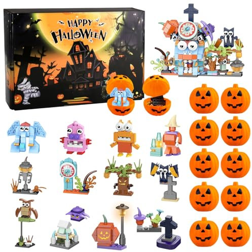 12 Stück Party Mitgebsel Kindergeburtstag Bausteine Gastgeschenke,12 in 1 Mini Halloween Bausteine,12 Stück Ausstopfbare Kürbisse Box,Kinder Bauspielzeug Geburtstag Party Geschenke für Jungen Mädchen