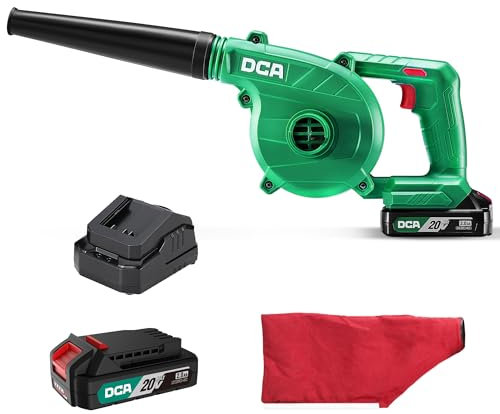 DCA 20V Brushless Leaf Blower Cordless Mini Hand Electric Leaf Vacuum,Lightweight Sweeper Vacuum with 2 Battery,Portable for Lawn Care/Dust/Pet Hair/Dust/Small Trash