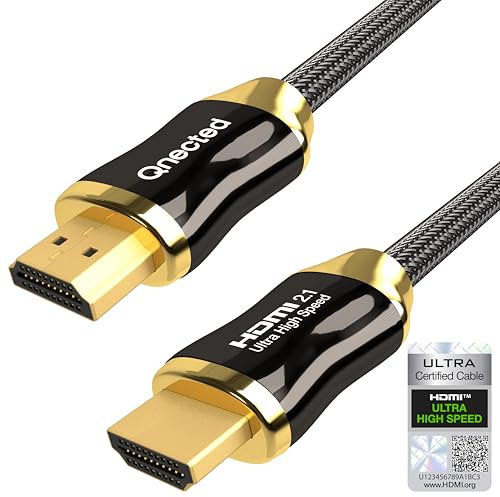 Qnected Cable HDMI 2.1 2m (2 metros) | Certificado Gen 2 | Ultra Velocidad Alta | 4K 120Hz y 144Hz, 8K 60Hz Ultra HD | 48 Gbps | eARC | Compatible con PS5, Xbox Series X & S, Monitor | Negro Carbón