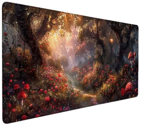 Tapis de Souris, Tapis de Souris XXL 800x400x3mm Tapis Souris D'épaisseur de Protecteurs pour Gamer, Ordinateur, Mac, PC, Tapis de Souris Ergonomique, Grand Tapis de Souris (Rouge, Champignon) I-7