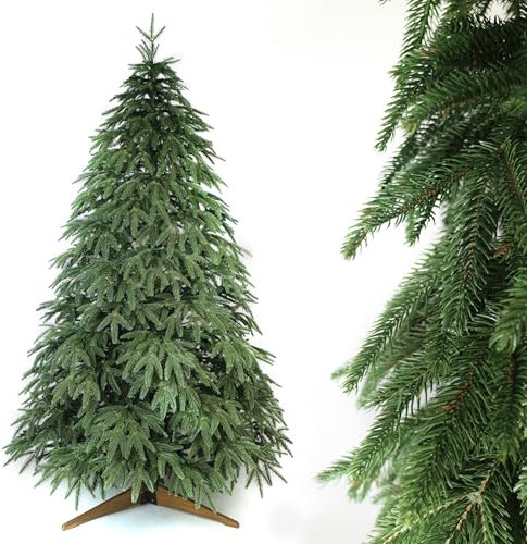 Evergreen Tree® Künstlicher Weihnachtsbaum 180 cm - 100% Spritzguss Weihnachtsbaum mit Naturholz Ständer, Made in EU - Naturgetreu Optik Tannenbaum Künstlich Christmas Tree
