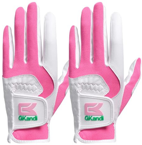 Guantes de golf para mujer, para diestros, para golfista, mano izquierda, paquete de 2, guantes de golf para mujer, de microfibra, flexibles, húmedos, calientes, fríos, agarre para lluvia, talla S, M,