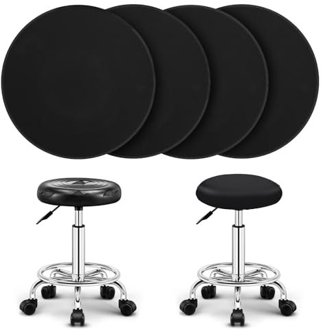 4 Stück Runder Hocker bezug Schwarz Runder Barhocker Bezug 35-45cm Hochelastischer Rund Drehstuhl Hockerbezug Waschbarer Elastischer Stuhlhussen Hockerkissenbezug Stuhlbezug Für Schützen Stühle