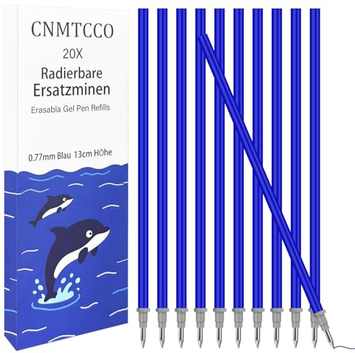 CNMTCCO 20x Ersatzminen Blau - Kompatibel Mit Legami Stifte - Spitze 0,7mm,Höhe 13 cm, Radierbare Tintenrolle