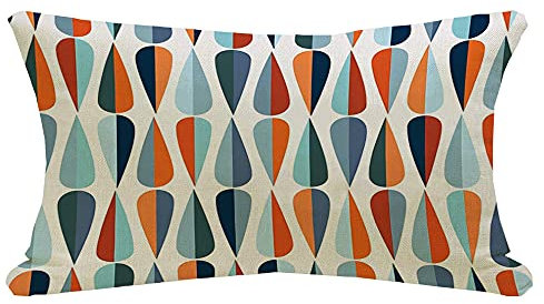 Kissenbezüge Wassertöne Midcentury Modern Konzept Stil Retro Textilmuster Elegante Wiederholung Abstrakte Texturen Kopfkissenbezug Moderne Kissen Fall Waschbar Kissenhülle Packung Für 40x60cm