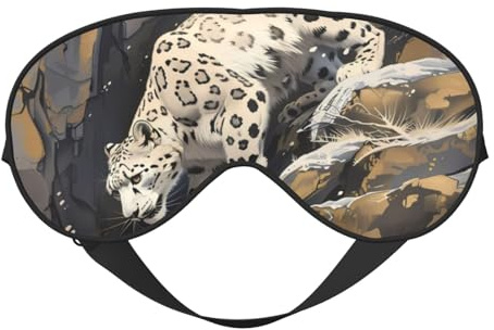 Graceful Snow Leopard Schlafmaske, Augenmasken für Schlaf Doppelseitige Schlafmasken für Damen Herren, Verdunkelung Augenabdeckungen zum Schlafen, Reisen