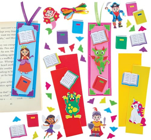 Baker Ross FN371 World Book Day Foam Bookmarks - Pack of 8, Bookmark Making for Kids, World Book Day Crafts