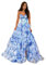 BITYIO Chiffon Floral Prom Dress for Women Strapless Tiered Long Ball Gown Sweetheart Formal Evening Gowns Pageant Dress Blue