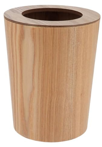 Tendance - Poubelle Bois Façon chene 9l - Bois Naturel - Salle de Bain - Poubelles et Brosses WC