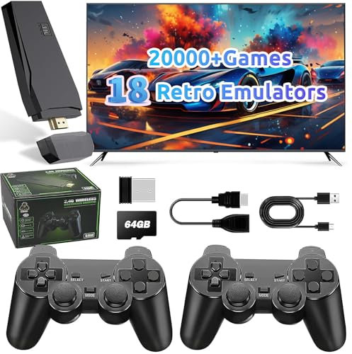 Consola de juegos retro con salida HDMI 4K Plug & Play para TV, consola de juegos con más de 20000 juegos y 2 gamepads juegos, regalo para niños y adultos