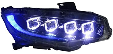 VWAUGDKPS Frontscheinwerfer ALLE LED kompatibel mit Civic X G10 Bugatti Scheinwerfer LED DRL Tagfahrlicht Bi Xenon Angel Eye Autozubehör