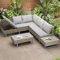 Jaxenor 4-5 Sitzer Lounge Möbel Outdoor mit Ecksofa, Gartenlounge Outdoor mit Tisch, Rattan Garten Loungemöbel Set, Balkon Sofa für Garten, Schwimmbad, Abnehmbarer und Waschbarer Stoffbezug, Khaki