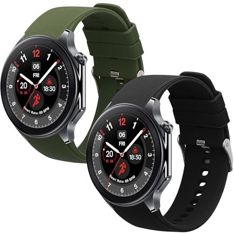 kwmobile 2X Sportarmband kompatibel mit OnePlus Watch 3/2 / 2R / Oppo Watch X2 Armband - Fitnesstracker Band Set aus TPU Silikon
