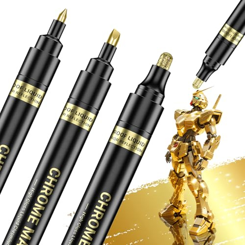 San Jeirie 3Pcs Golden Flüssigkeit Spiegel Chrom Marker, Permanent reflektierende Flüssigkeit Chrom Paint Stifte Set (Rosa)