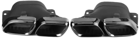 Gearwell Quad Exhaust Tips, Rear Tailpipe Muffler Kit Compatible with AMG C63 C63S W205 C205 05 Pre Facelift 2015-2018 Exhaust Tip Upgrade Rear Bumper Exit (Black Plated)