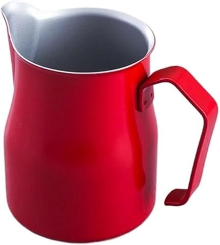 Jarra De Leche 2 Piezas De Jarra Espumosa De Leche De Acero Inoxidable Verter sobre La Tetera De Café Espresso Taza Espumosa De Leche Humeante Arte del Café con Lec, Red, 750ml