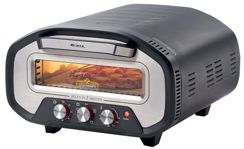 Ariete De Gennaro Electric Neapolitan Pizza Oven, Black | 2200W Power, Pizza Ready in 2 Minutes, 2 Independently Controlled Heating Elements, Adjustable Temperature up to 430°C