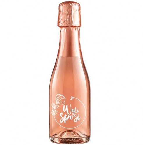 Doni Bomboniere Pack of 1 Mini Sparkling Wine Bottle 200 ml Elegant Wedding Baptism Communion Confirmation Graduation Anniversary Gift Invited Ceremonies Parties Special Occasions (Mod. 20-A)