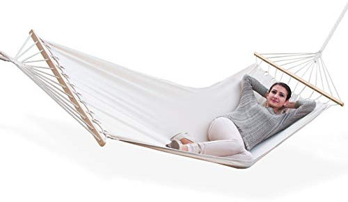 DEMA Hängematte Blanc, Hängeliege Garten 120kg, 200x100cm, stabiles Design, leichte Montage, ideal für Garten, Camping, Strandkomfort