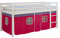 Homestyle4u Kinderbett 90x200 Weiß Hochbett mit Treppe Vorhang Pink Bettgestell Massivholz Kiefer Kinderzimmer