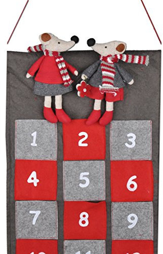 Wurm 55725 Dekorativer Adventskalender mit Mäusepaar, Textil, 29 x 80 cm