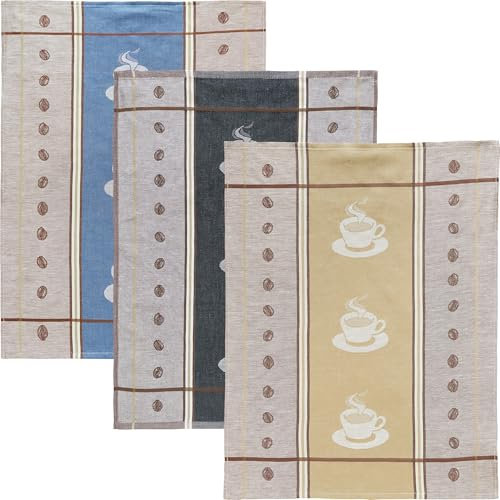 Kracht Geschirrtuch Espresso 3er-Pack Halbleinen Kaffee Größe 50x70 cm