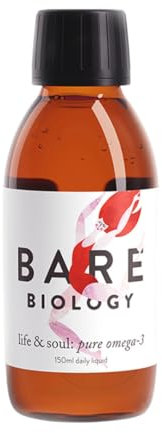 Bare Biology Maximum Strength Pure Omega 3 Fish Oil Liquid 3,000mg - Life & Soul Liquid Omega 3 (1 to 2 Months Supply - 150ml) EPA 2000mg DHA 1000mg, Supports Heart, Brain Function & Eye Health