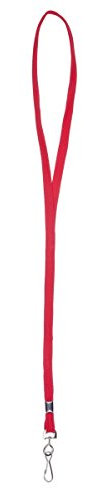 Karteo Schlüsselband rot [1 Stück] Band 10 mm Lanyard unbedruckt mit Metalldrehhaken zum Umhängen für Kartenhüllen Ausweishüllen als Ausweishalter