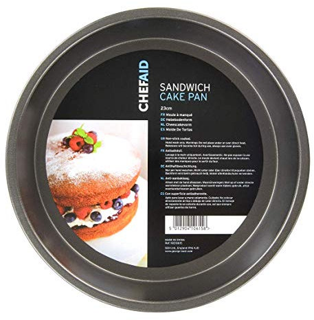 Chef Aid Non-Stick Cake Tin, Round Cake Pan with Fixed Base for Leak Free Baking, Fridge and Freezer Safe. Grey, 21cm, 8.3 inch