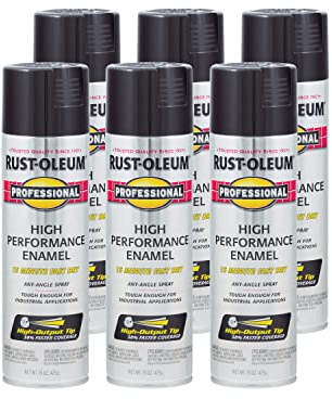 Rust-Oleum 7579838-6PK Professional High Performance Enamel Spray Paint, 15 oz, Gloss Black, 6 Pack