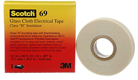 3M Scotch Glass Cloth Electrical Tapes 69, White, 1/2 x 22 yards, White