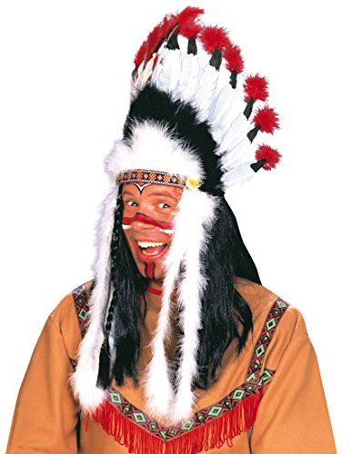NET TOYS Indianer Kopfschmuck Federn Federschmuck Federkopfschmuck Haarschmuck Indianerschmuck schwarz Weiss Häuptlingsschmuck Kostüm Zubehör