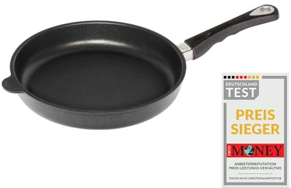 AMT Gastroguss Bratpfanne 28 cm Ø Schwenkpfanne 4 cm hoch, fester Stiel, induktionsgeeignet, Lotan® Antihaft-Veredelung, Gusspfanne (Aluguss), AMZN-I-428